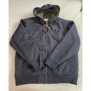 Men’s Red Head Heavy Duty Hoodie Sherpa Lined Full Zip Outdoors Navy Blue Large